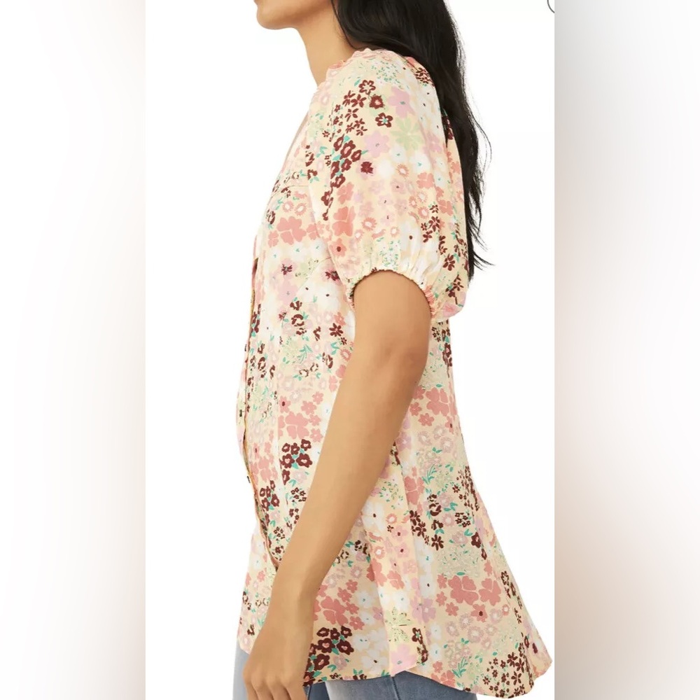 Free People Callie Yellow Floral Vintage Combo Tunic Top size medium - Picture 4 of 10